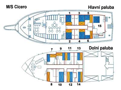 Schema rozloen kajut