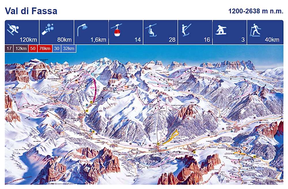 VAL DI FASSA mapa stediska